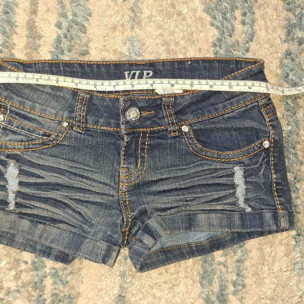 VIP Blue Jean Mini Shorts Animal Print Pockets sz 5 6 EUC - Picture 9 of 10